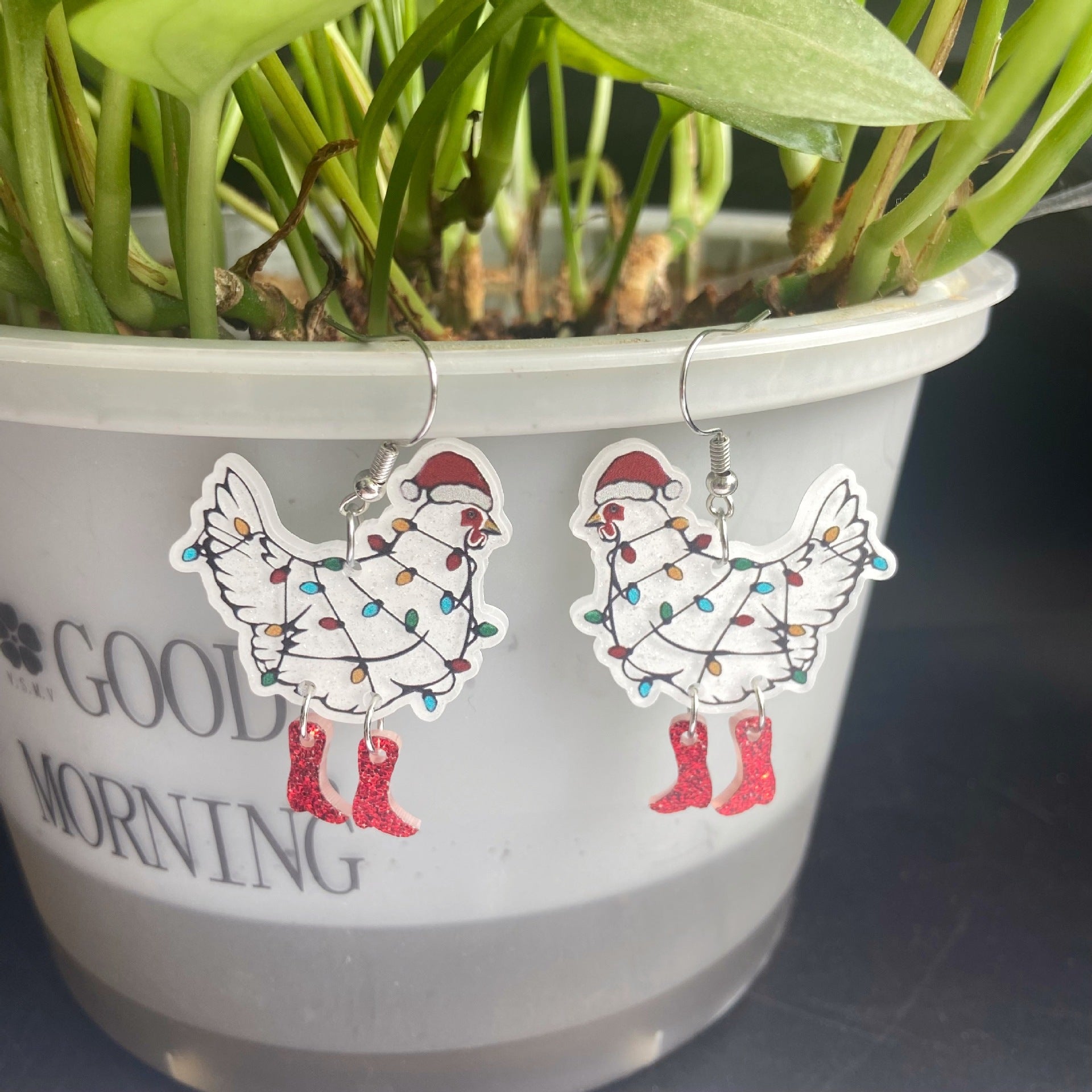 Wholesale Christmas Colorful Rooster Acrylic Earrings