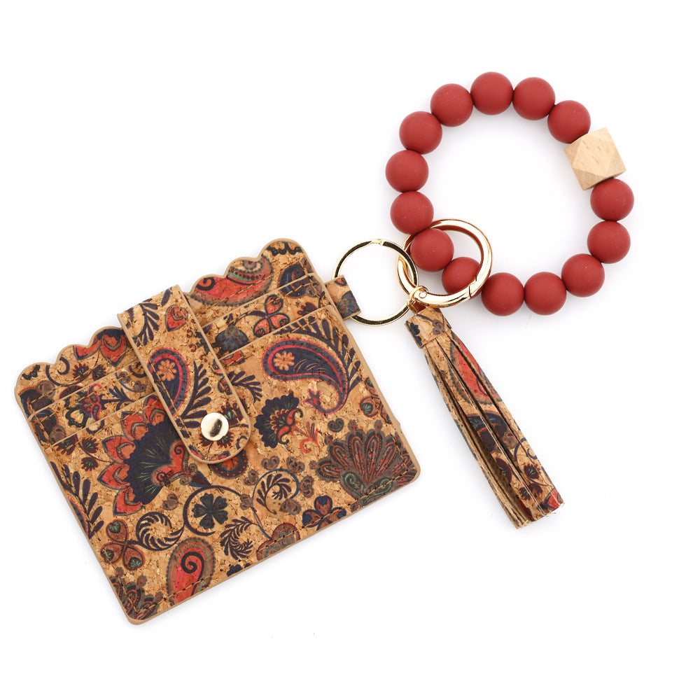 Wholesale 10PCS  Small Wallet Silicone Bead Bracelet Wristlet Keychain