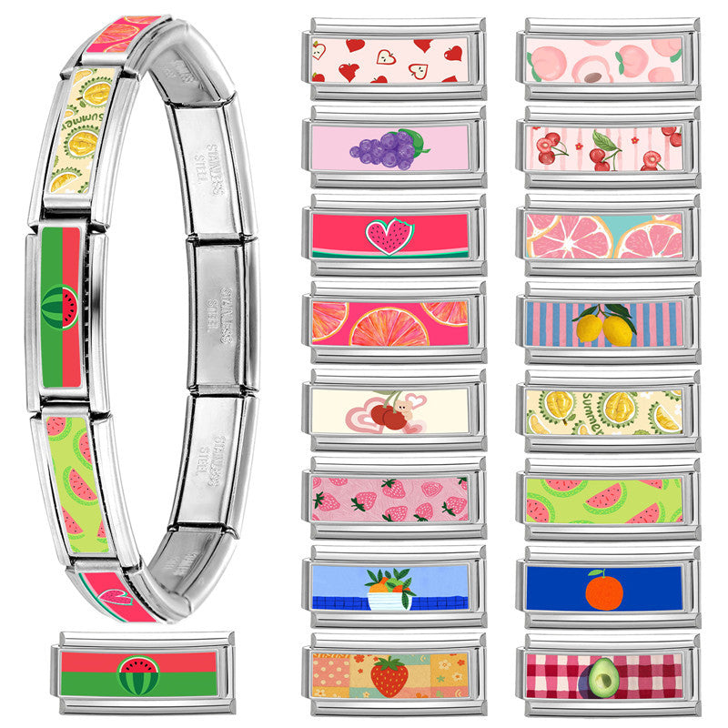 Wholesale 9mm Italian Charm Starter Bracelets DIY Long Cartoon Stainless Steel Composable Bracelet