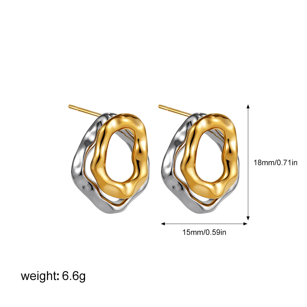 Wholesale  18K Gold and Silver Double Color Earrings