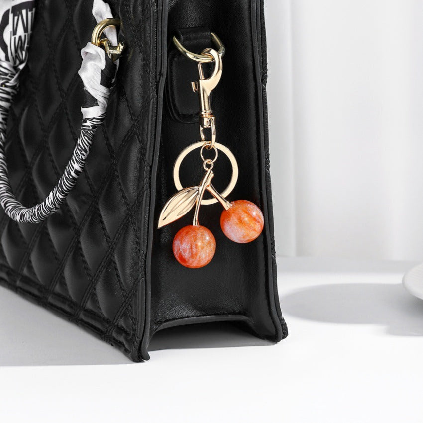 Wholesale Cute Star Glitter Cherry Pendant Resin Fruit Keychains