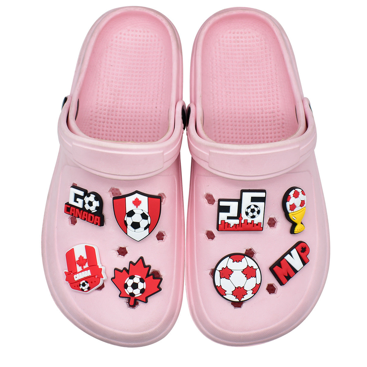 Wholesale Random 100pcs Football Club clogs   PVC Soft Rubber Shoe Buckle Decoration