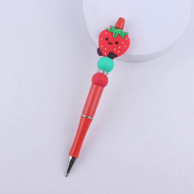 Wholesale  creative handmade cartoon fruit silicone color plastic beaded pen
