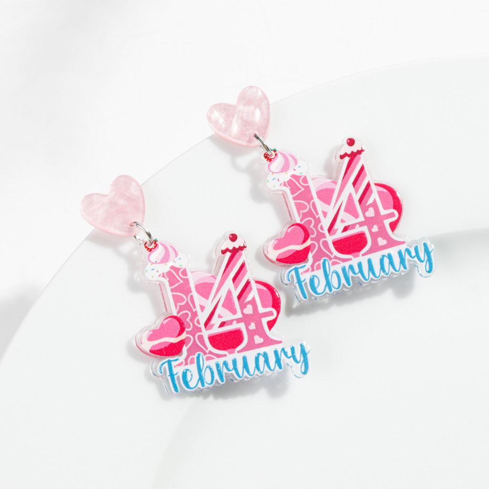 Wholesale Valentine's Day LOVE Letter Pink Love Acrylic Earrings