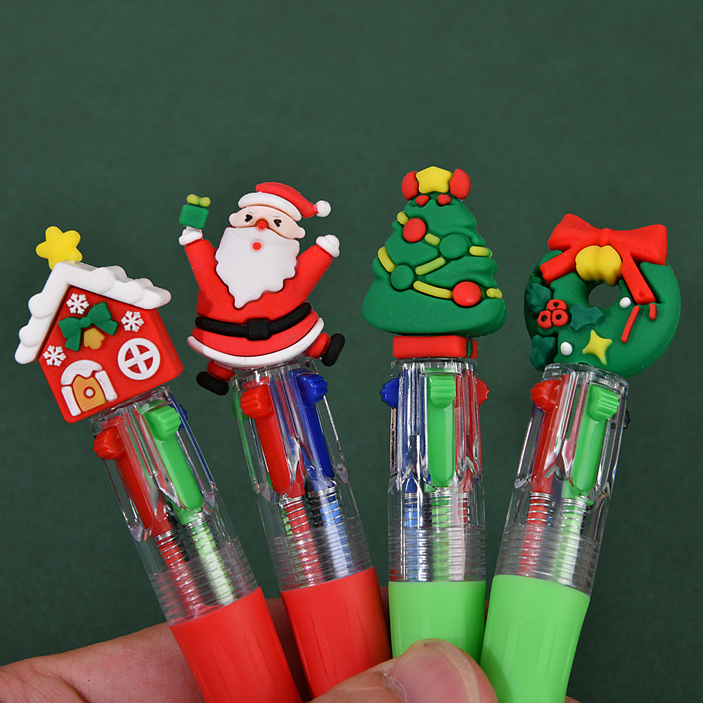 Wholesale Cute cartoon Christmas four-color ballpoint pen