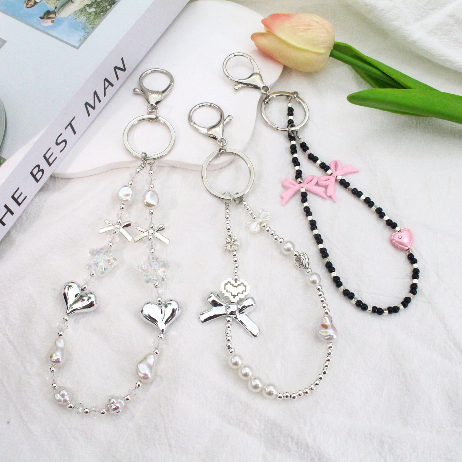 Wholesale Bow Beaded Lanyard Keychains ACC-KC-Jiuxing002