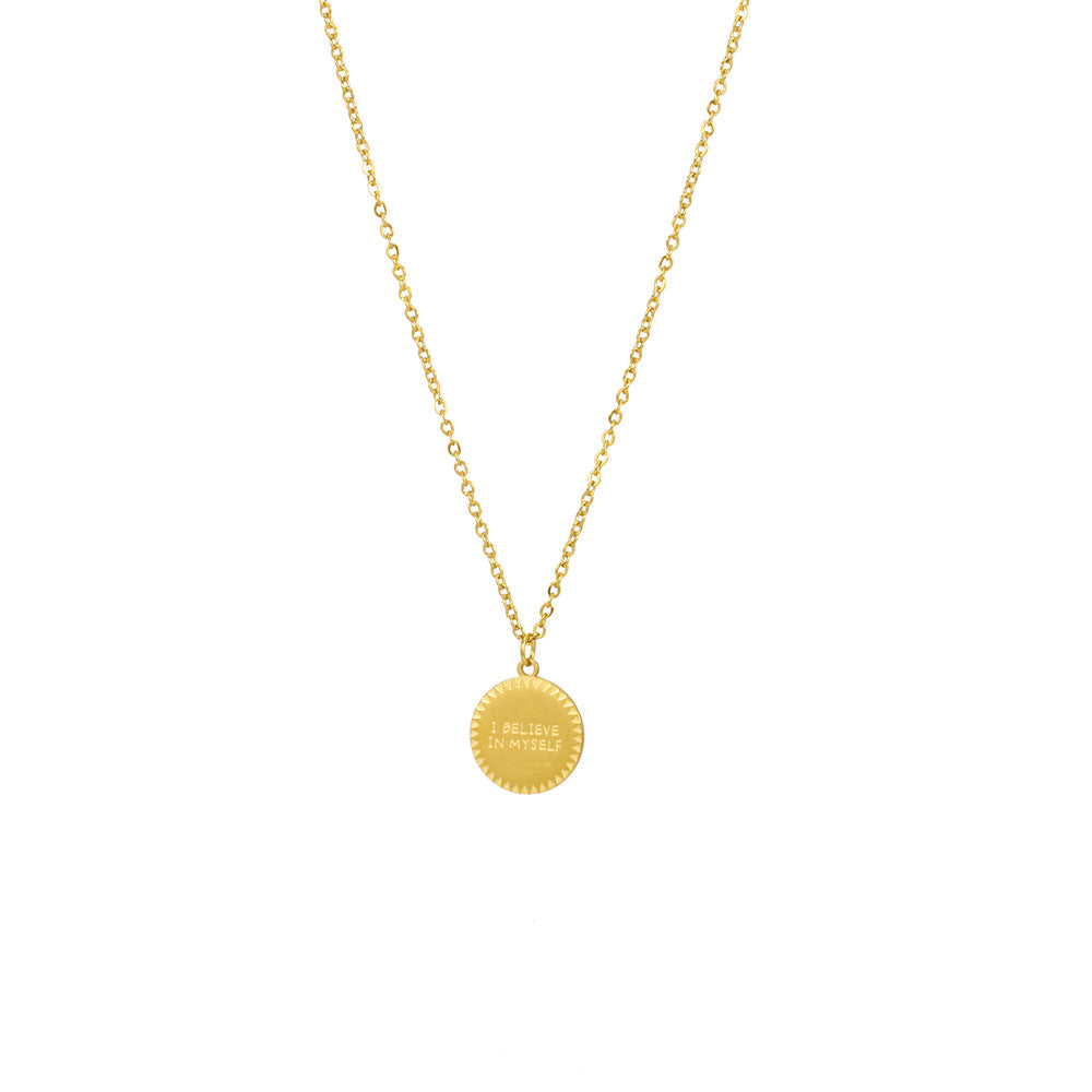 Wholesale Letter element medal anniversary blessing non-fading titanium steel necklace