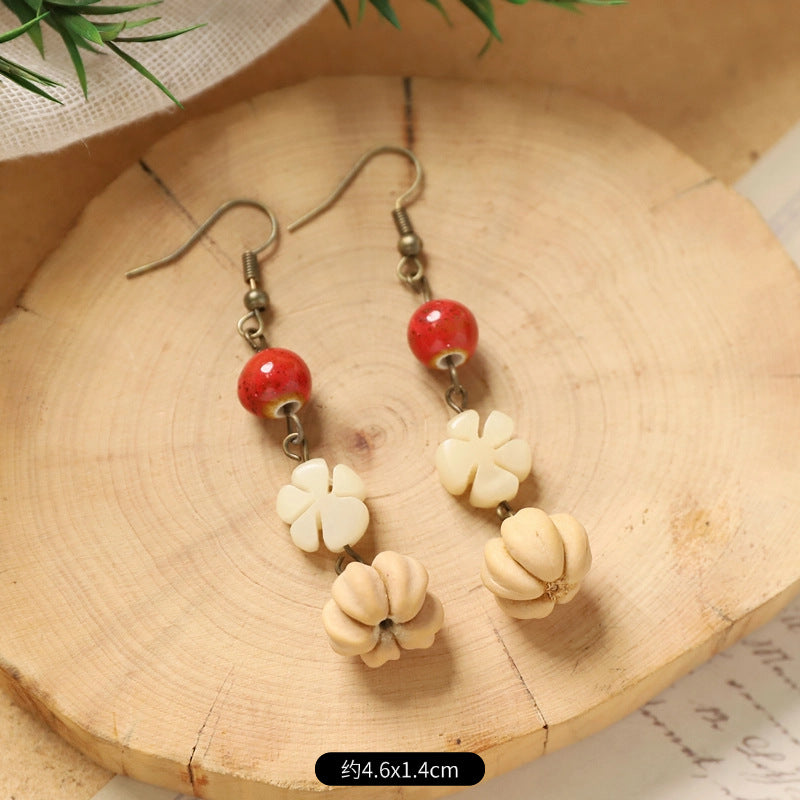 Wholesale Vintage Hand-made Plant Fruit Wood Earrings