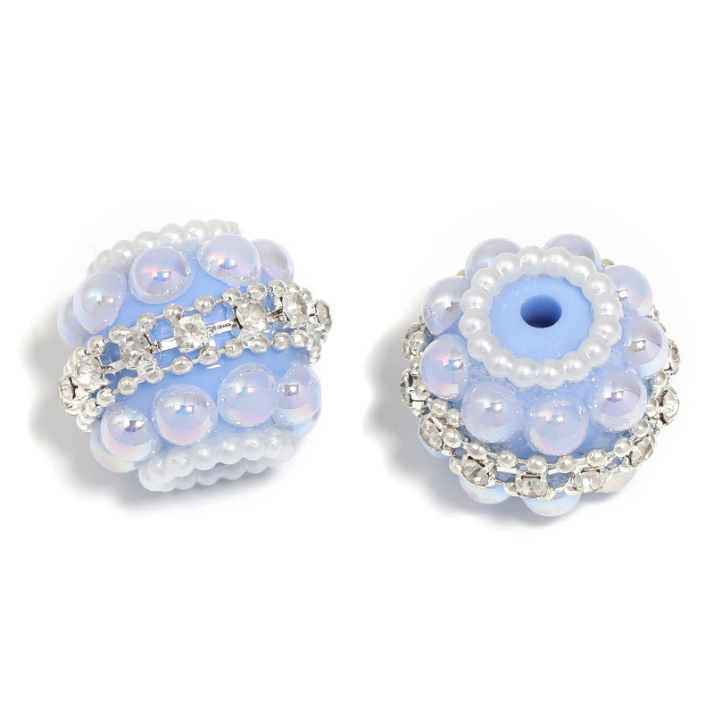 Wholesale 5pcs Heavy Color Pearl Diamond Ball Beaded Rhinestone Chain Full Diamond Beads Diy Accessories ACC-BDS-BLG093