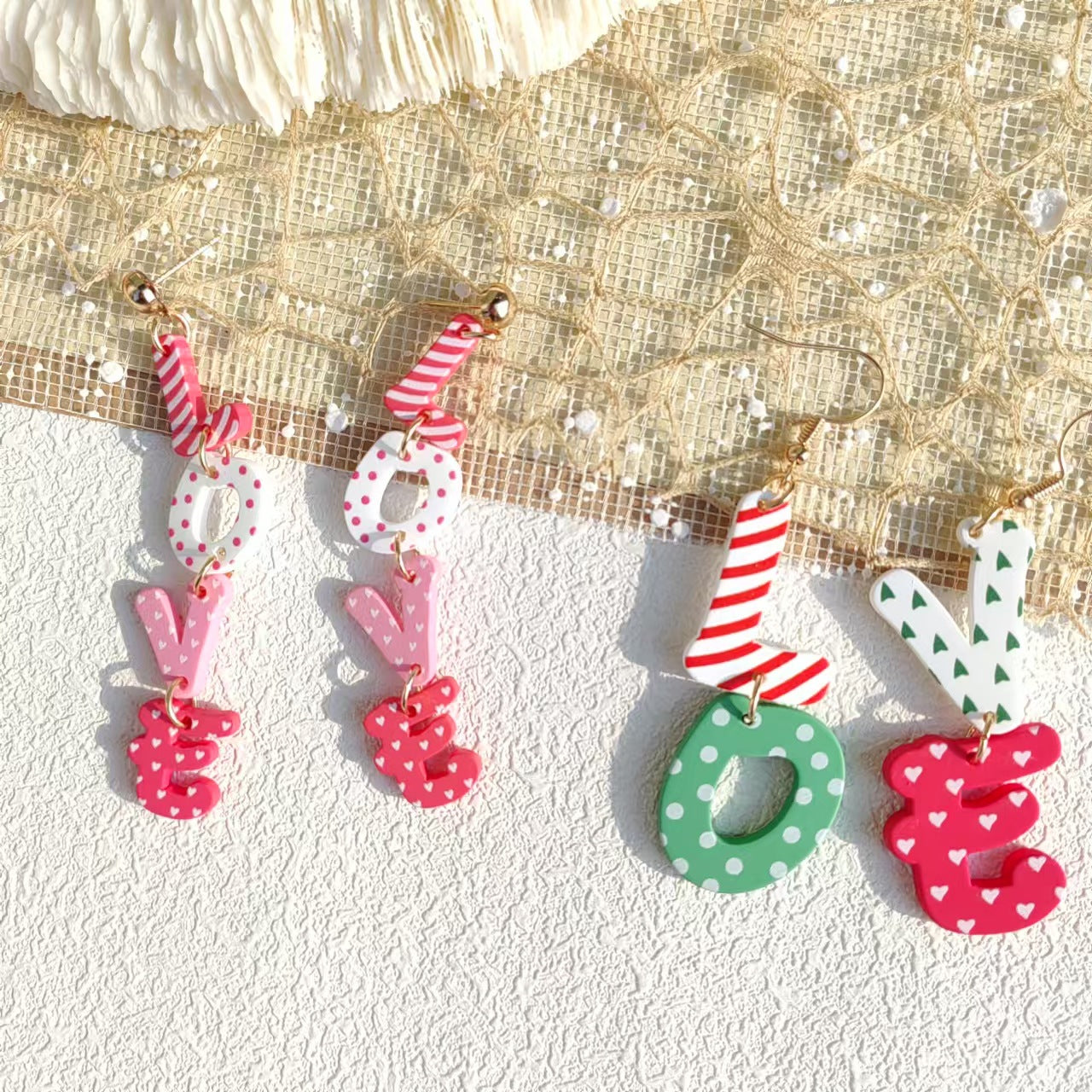 Wholesale Acrylic clay texture Valentine's Day love pendant  earrings