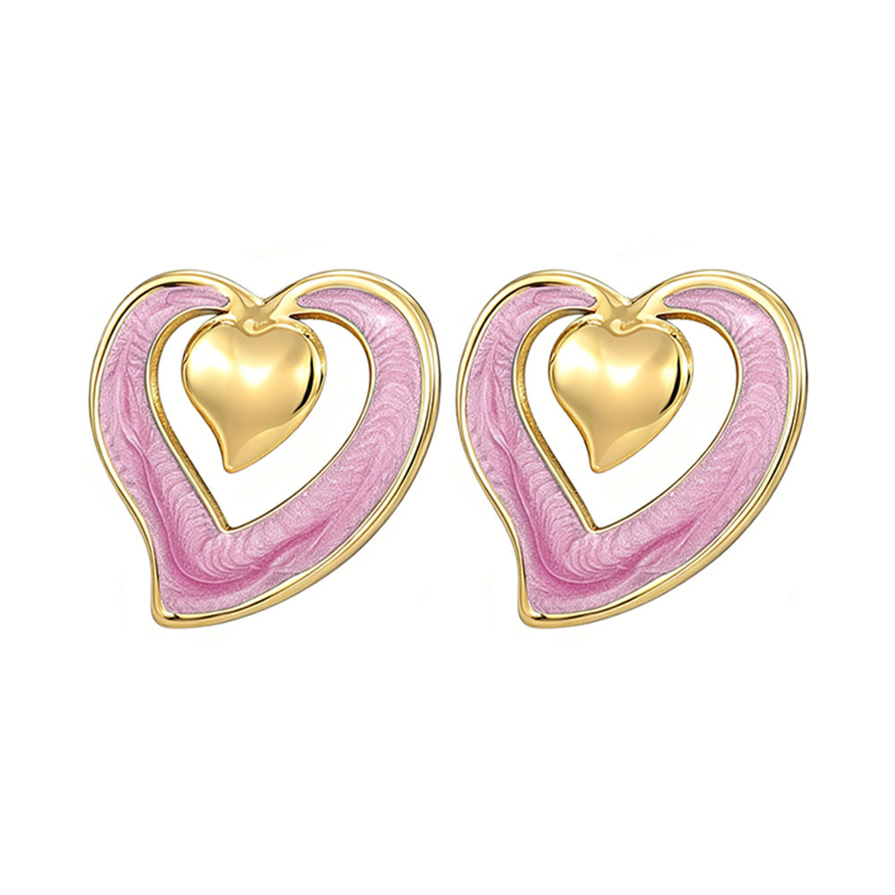 Wholesale Fashion Love Heart Earrings Stainless Steel Simple Design Trendy Jewelry for Women Boutique Resale