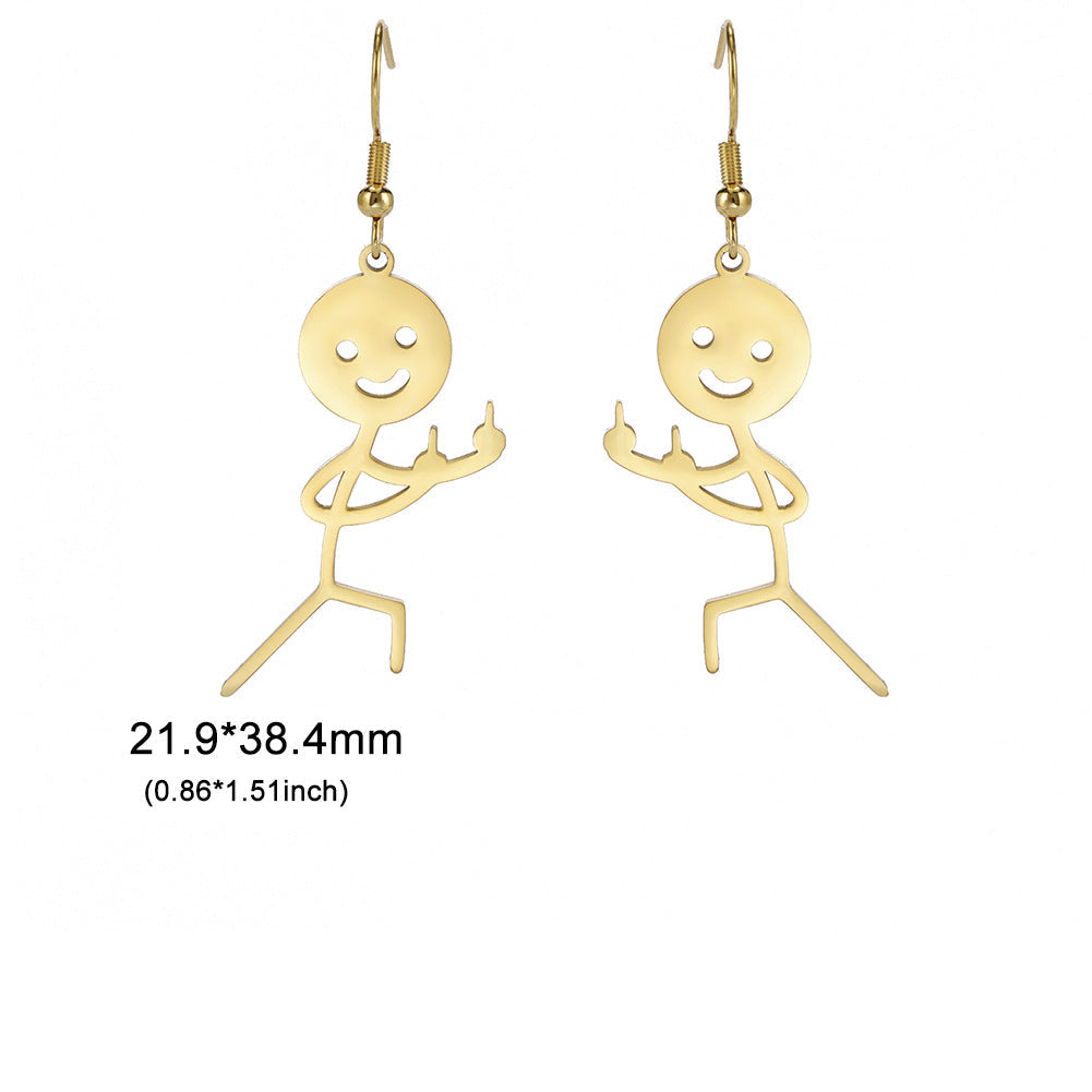 Wholesale stainless steel funny cartoon stickman earrings
