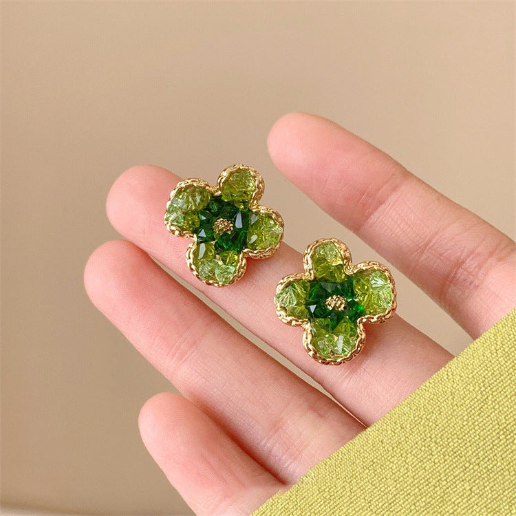 Wholesale Gradient crystal yellow flower earrings