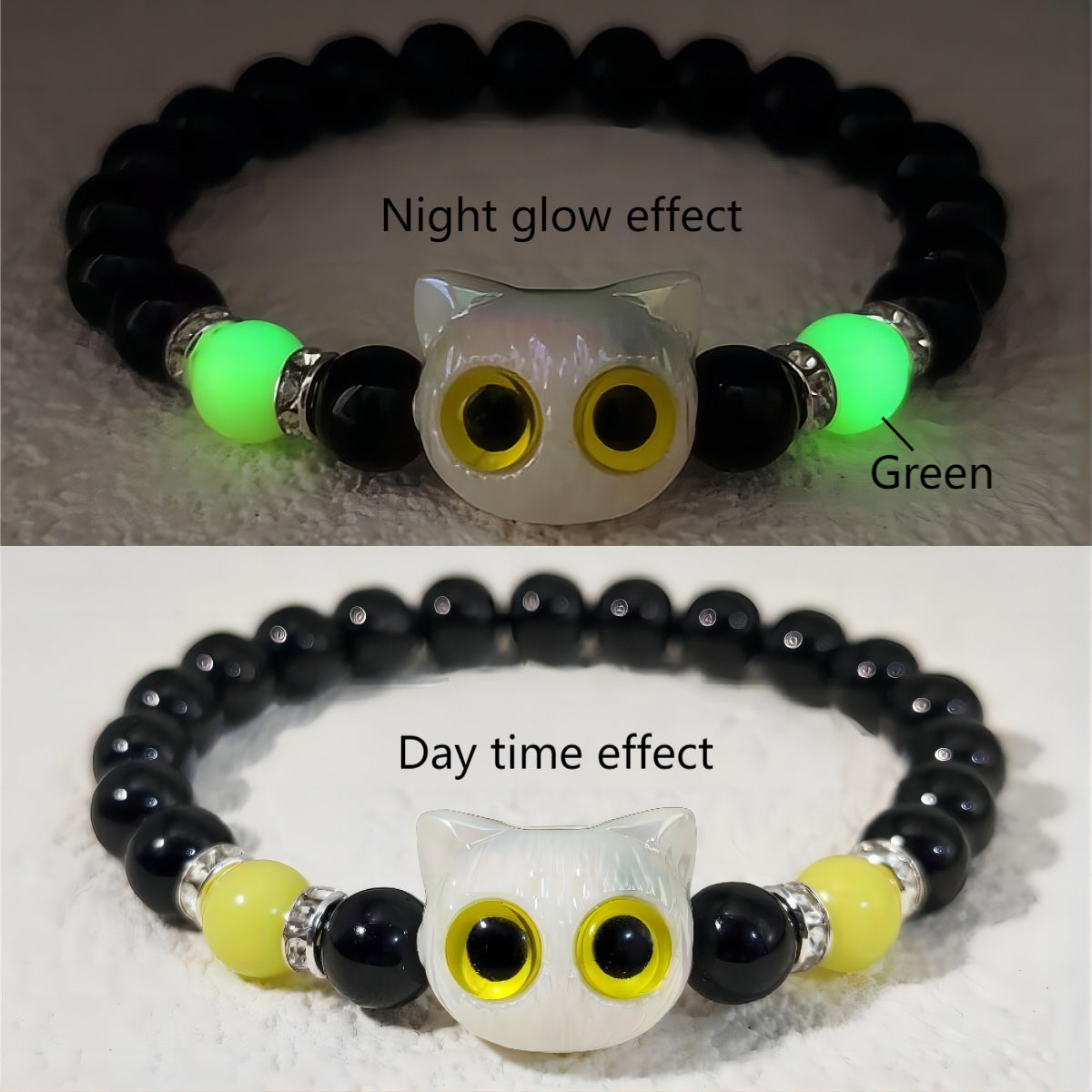 Wholesale Luminous cute cat beaded bracelet