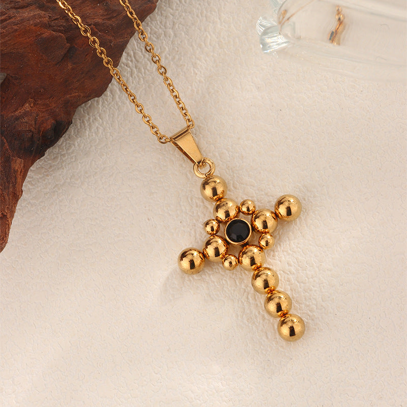 Wholesale Retro Gold   Pendant Zircon Stainless Steel Necklace