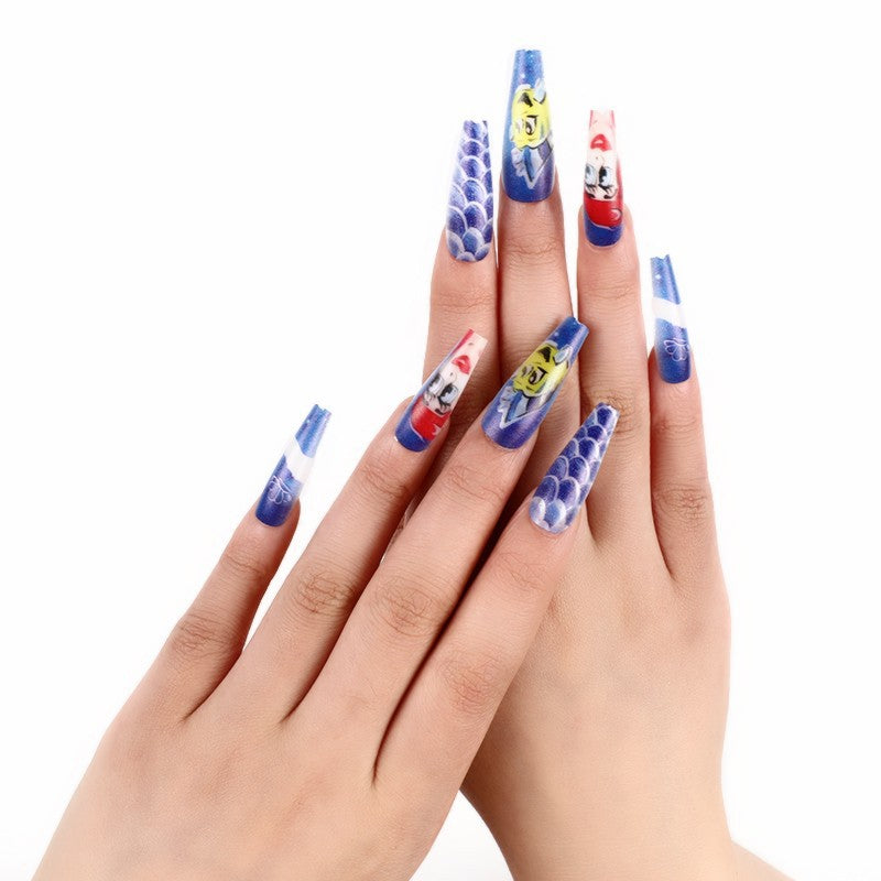 Wholesale 24 Pieces/box Nail Stickers Ballet Nail Mermaid Wearable Nail Press-on Nails Kits ACC-NS-Diqin003