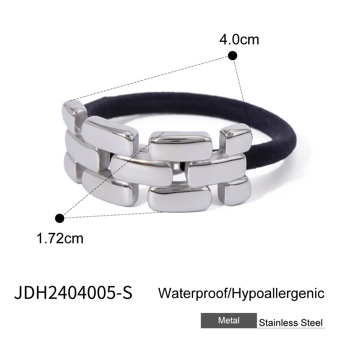 Wholesale stainless steel smooth hair rope black rubber band hair ring high