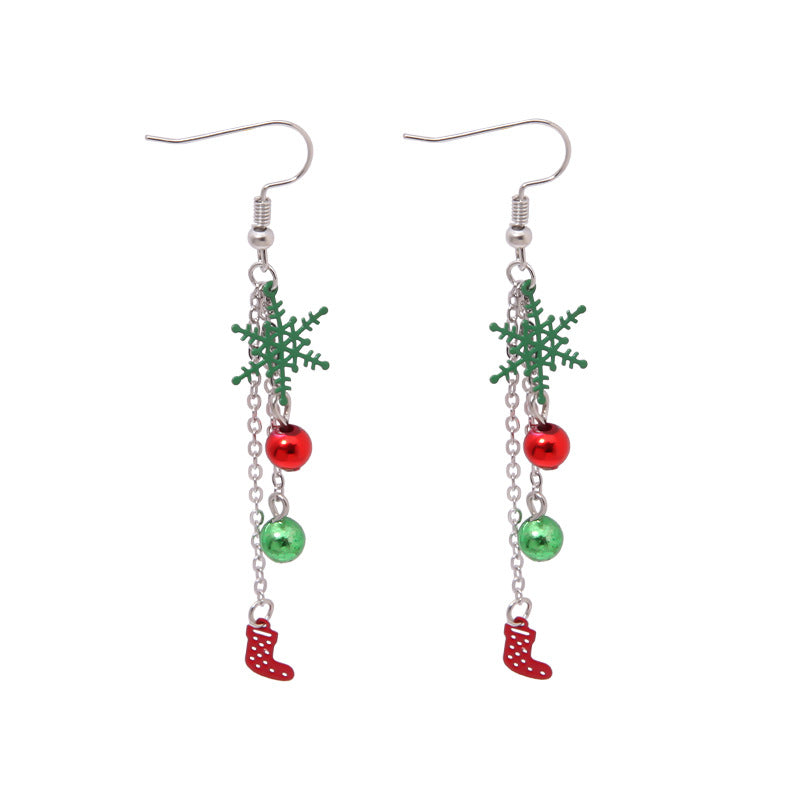 Wholesale Christmas Alloy Oil Drop Christmas Tree Snowflake Earrings ACC-ES-Bingl005