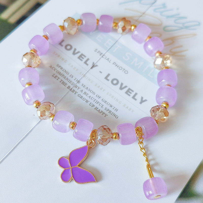 Wholesale Glass Crystal Butterfly Bracelet,  Handmade Barrel Beads Fashion Accessory for Women