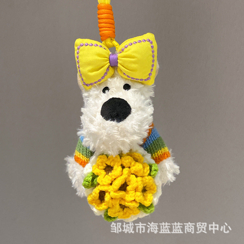 Wholesale Cute Flower  Puppy Plush Keychain