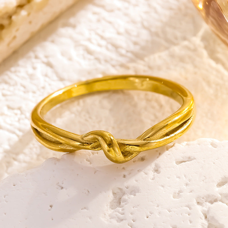 Wholesale Steel and titanium knotted plain band ring