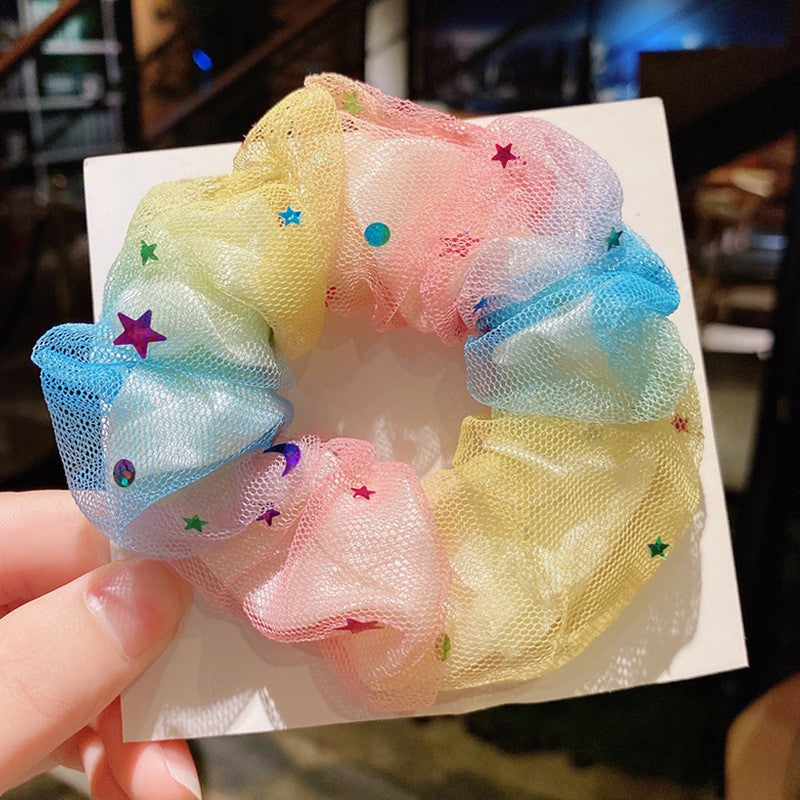 Wholesale fabric rainbow color headband cute mesh headband ACC-HS-linx001