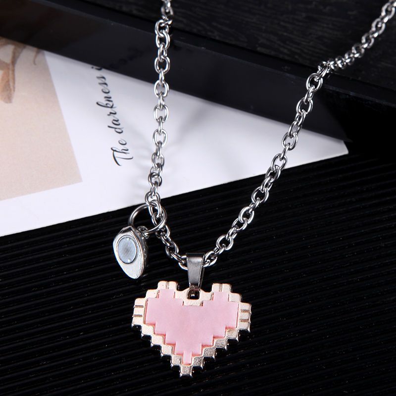 Wholesale Titanium Steel Love Mosaic Magnetic Pendant Valentine's Day  Necklace