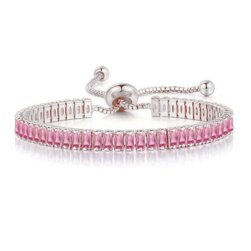 Wholesale Copper Inlaid Zircon Geometric Adjustable Bracelet for Women Fashion Accessory