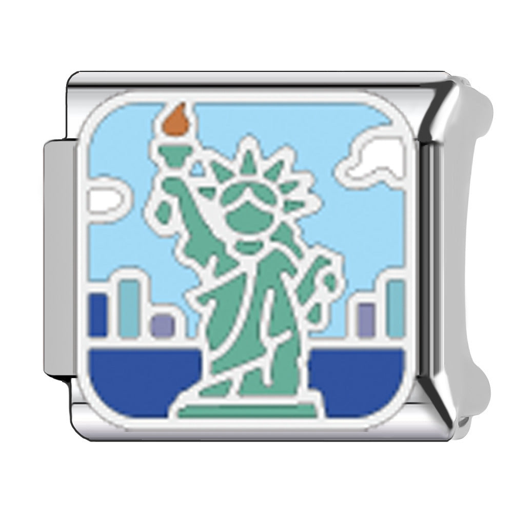 Wholesale   Italian Charm Bracelet 9mm DIY Egyptian pyramid landmark Creative Stainless Steel Composable Bracelet