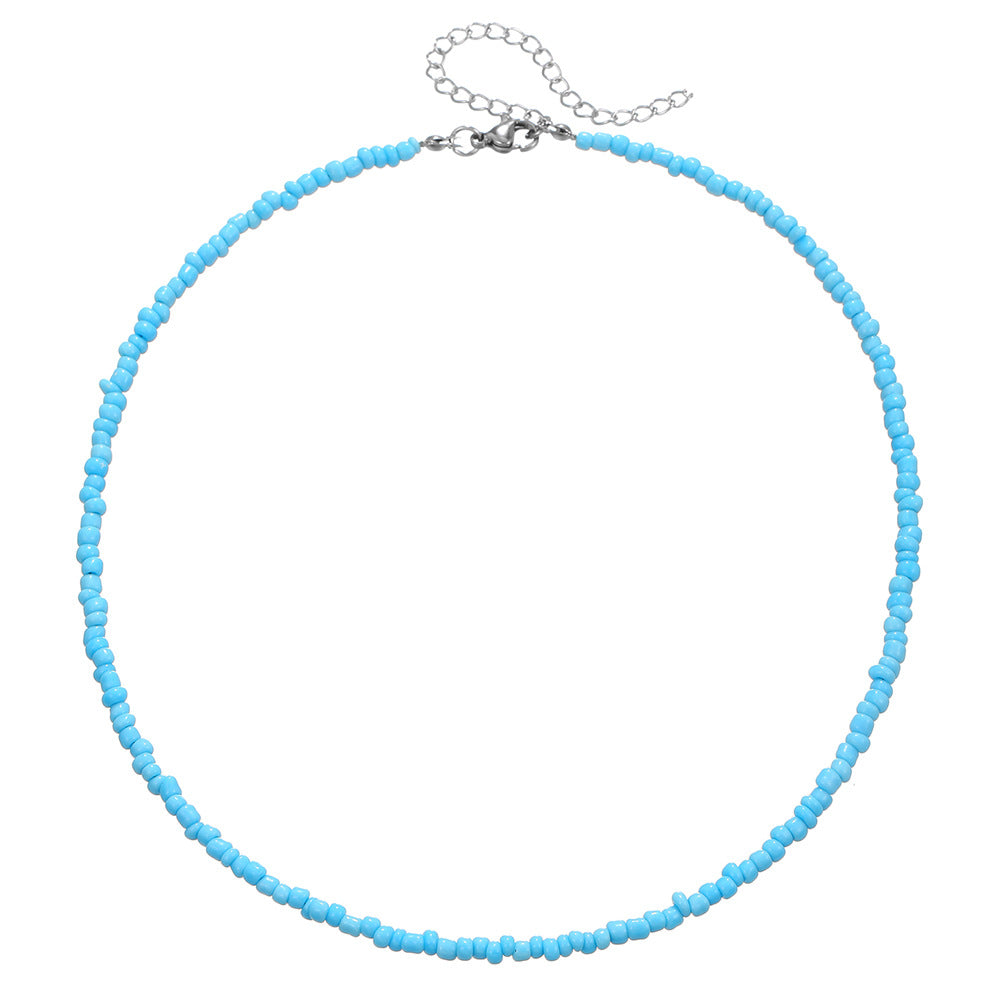 Wholesale Dopamine Beaded Necklace Colored Rice Beads Devil Eye Clavicle Chains Choker Necklaces ACC-NE-ZhuJi007