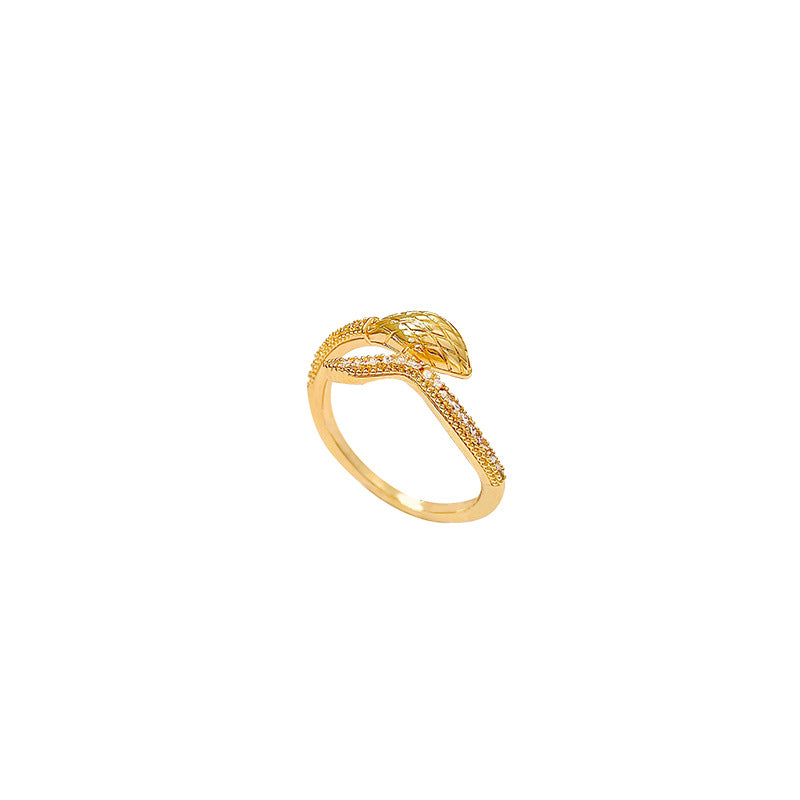Wholesale Personalized Snake-Shaped Zircon Open Ring