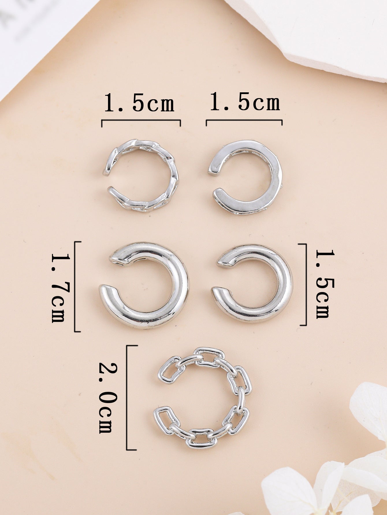Wholesale  smooth plain ring ear clip retro earrings