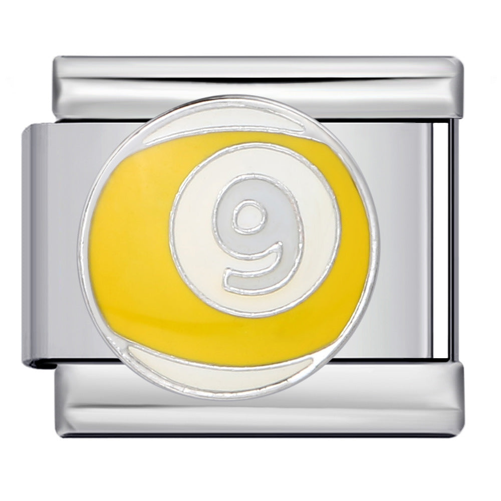 Wholesale 1-15 Color Billiards Italian Module Charms Welding Pattern Oil Drop Splicing Charms