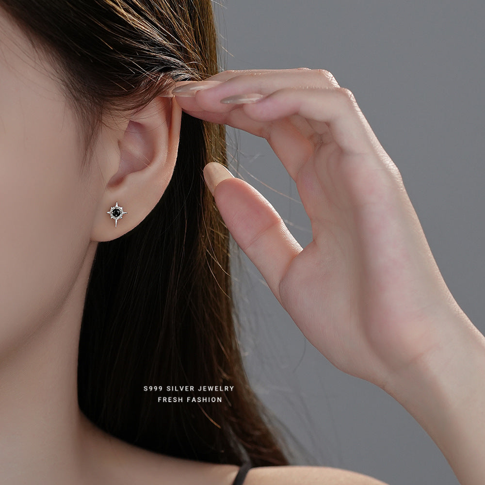 Wholesale s999 pure silver eight star stud earrings