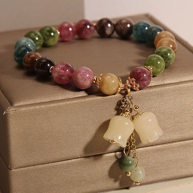 Wholesale Stylish Handmade Colorful Lily Of The Valley Flower Bracelet For Women Fashion Jewelry Accessory For Resale