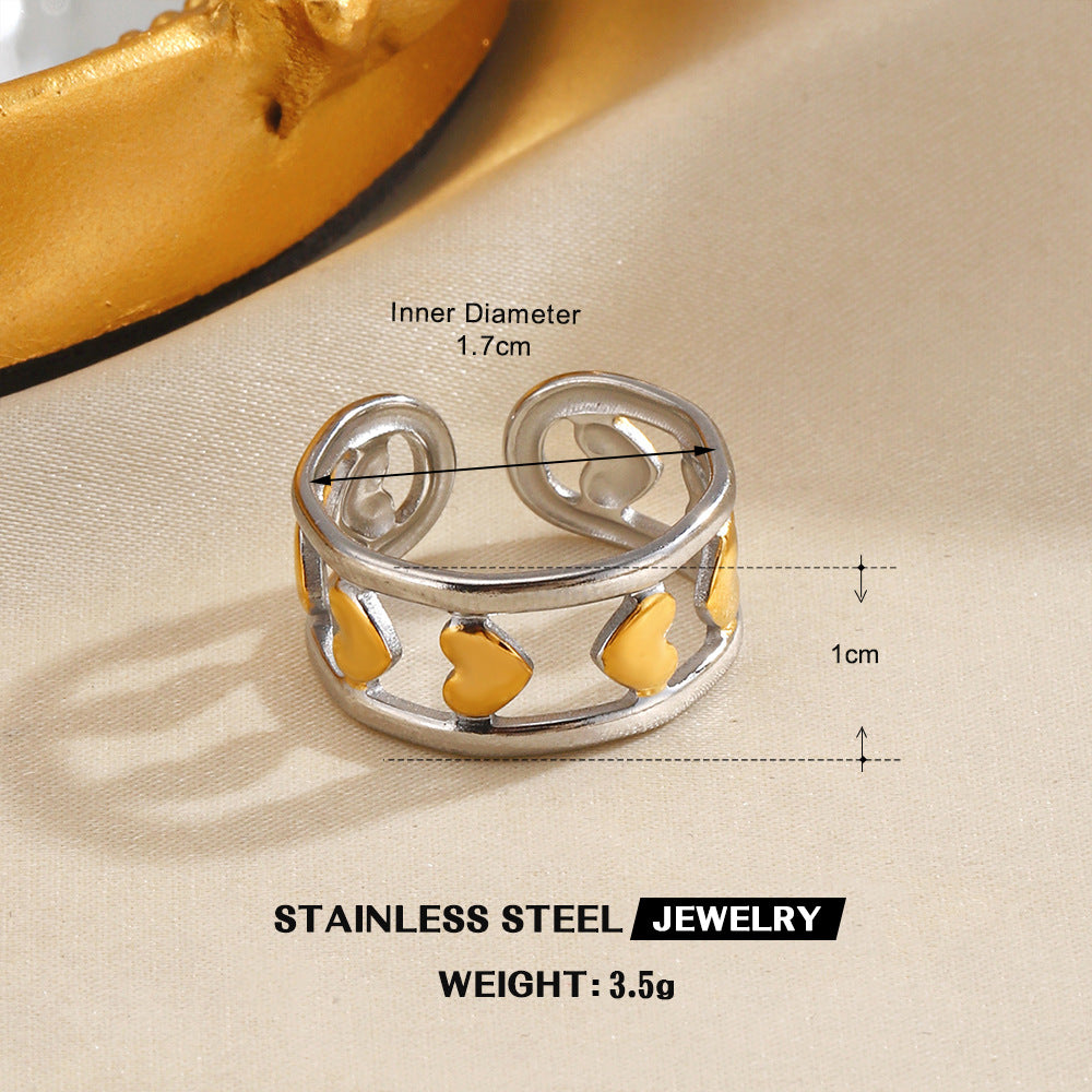 Wholesale Stylish Stainless Steel Star Ring for Women - Retro Geometric Design,  Gold and Steel Color,  Everyday Fashion Accessory
