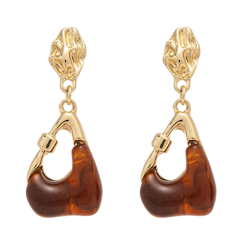 Wholesale  Resin Irregular Geometry Bag Silver Pin Earrings