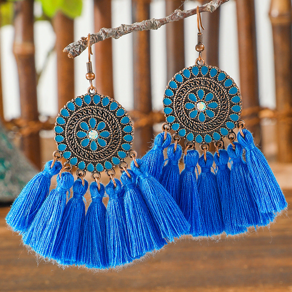 Wholesale Alloy Bohemian Tassel Earrings Trendy Fashion Accessory for Boutique Resale
