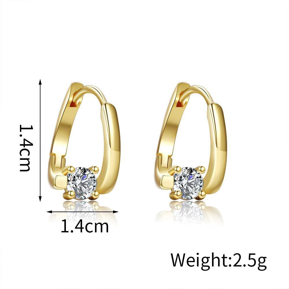 Wholesale Copper Gold Geometric Stud Earrings Asymmetrical Zircon Jewelry Accessory for Women Everyday Wear