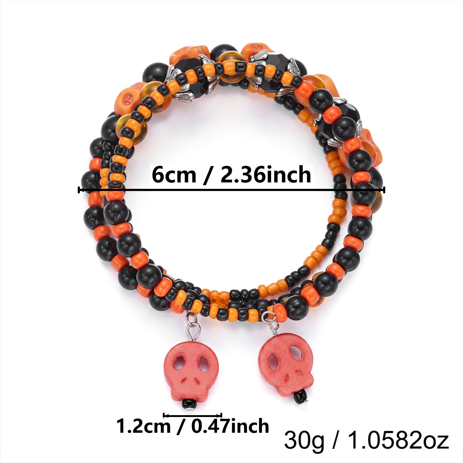 Wholesale Gothic Skull Glass Bead Bracelet Multilayer Red Black Contrast  Fashion Accessory Boutique Resale