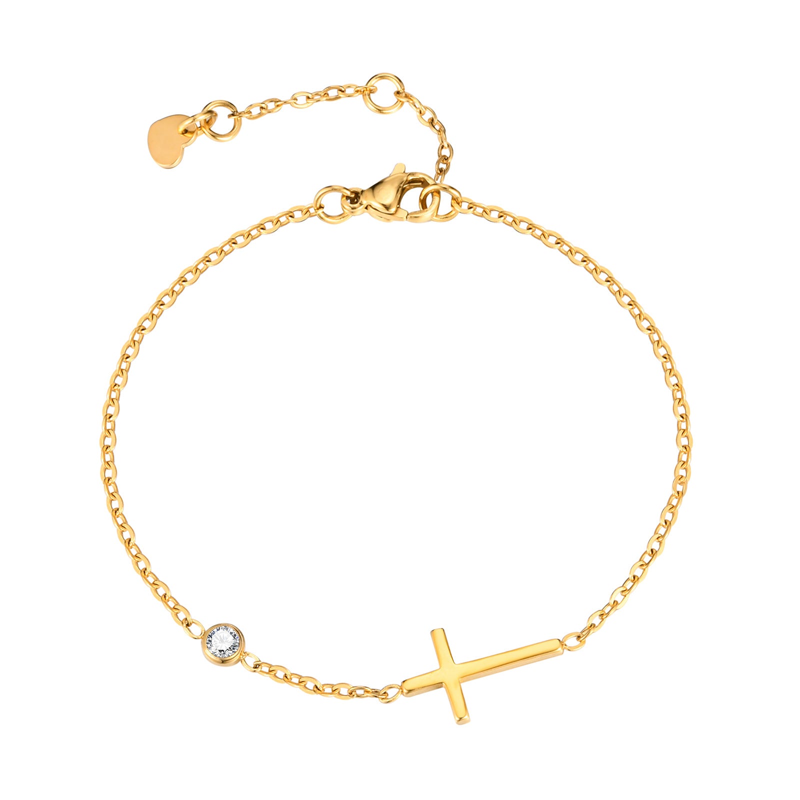 Wholesale Stainless Steel Gold Cross Birthstone Bracelet For Women Fashion Jewelry Accessory For Everyday Wear