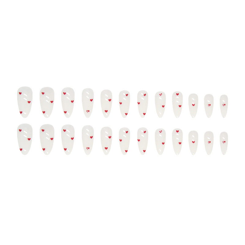 Wholesale 24 Pieces/box Valentine's Day Burgundy Heart Nails Kits Nail Stickers ACC-NS-QiHeng017