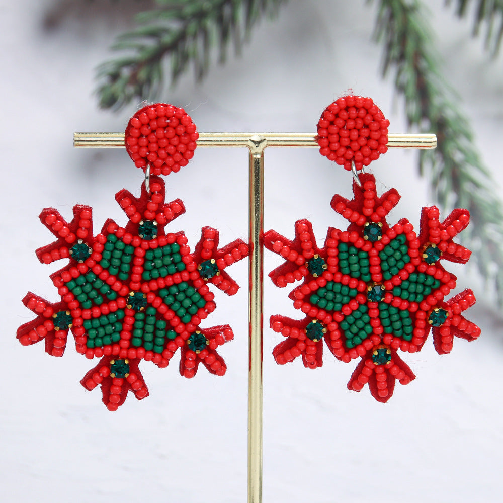 Wholesale Christmas Tree Style Rice Bead Earrings Handmade Beads ACC-ES-ManT021