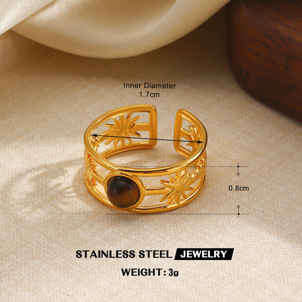 Wholesale Premium Vintage Style Tiger' s Eye Stainless Steel Ring