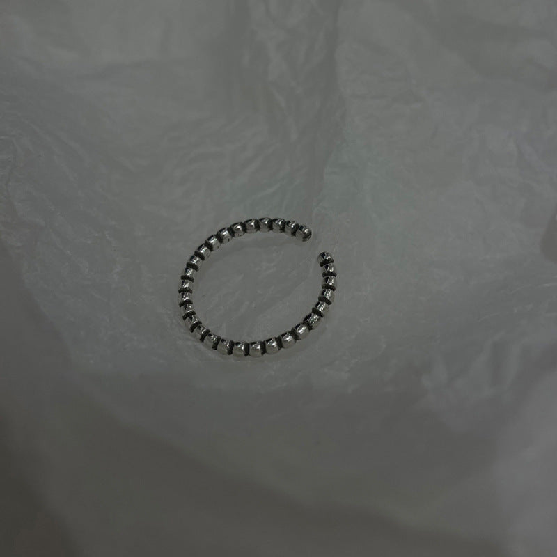 Wholesale retro geometric square black agate ring