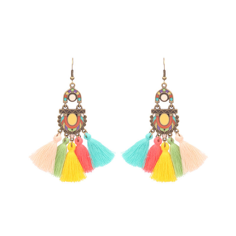 Wholesale Vintage Hollow Alloy Oil Dripping Earrings Set