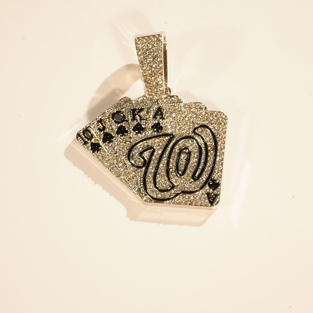 Wholesale Water Drop Oil Poker Full Diamond Cuban Chain Men's Necklace