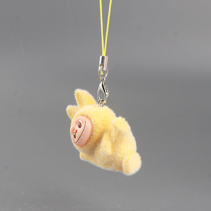 Wholesale 10pcs resin flocking side cute cartoon keychain mobile phone charm