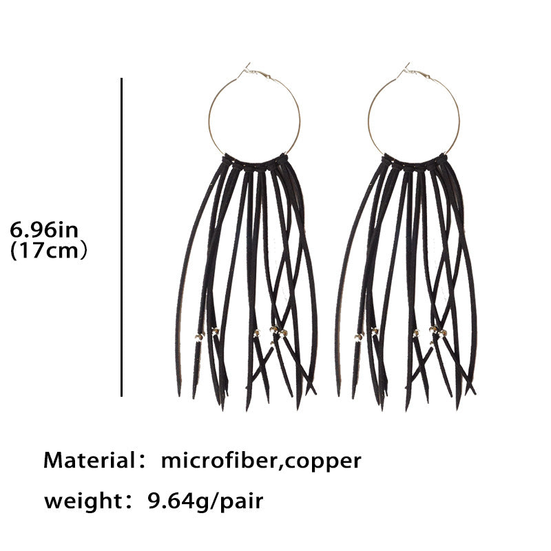 Wholesale 3 pairs/ pack Hand-woven tassel leather Bohemian earrings