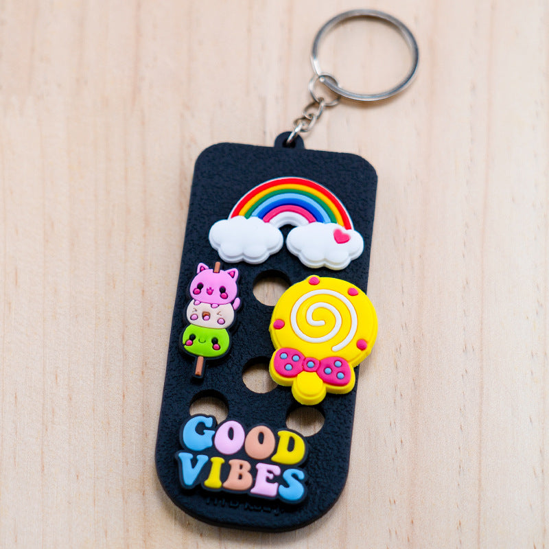 Wholesale  cartoon keychain pendant PVC key board fluorescent hole board accessories